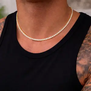 Gold Micro Tennis Necklace (2mm)