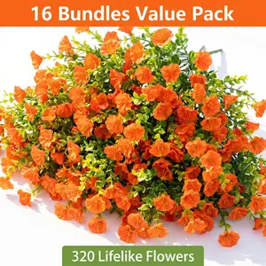 16 Bundles UV-Resistant Realistic Silk Morning Glory Artificial Flowers, Multi-Color Faux Plants for Outdoor Spring-Summer Home Decor, Front Door Porch Patio Planter Areas