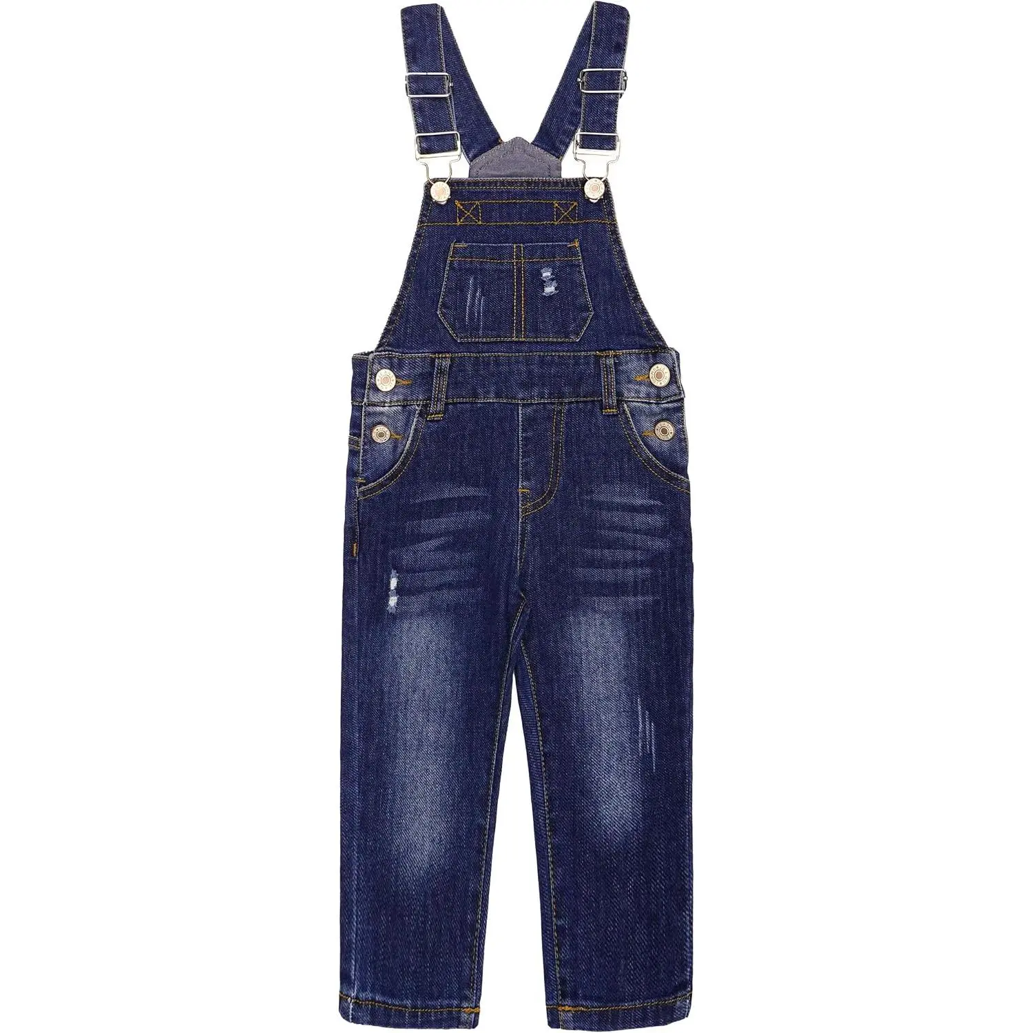 Kidscool Space Little Boys Casual Ripped Jean Overalls  Soft Stretch Distressed Dungarees for Kids