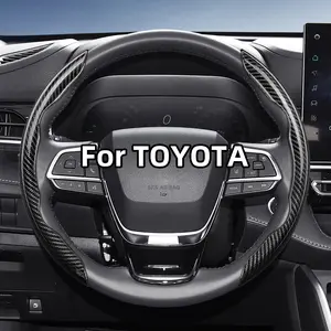 For TOYOTA Segmented Carbon Fiber Steering Wheel Cover, Steering Wheel Protector, Sporty Style, Non-Slip Comfortable Grip, 2-Piece/3-Piece Set, Quick-Install Design, All-Season Compatibility For RAV4/Corolla/Hilux/Camry/Yaris/Corolla Cross/Highlander