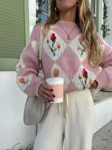 Women's Knit Sweater Pullover, Casual Long Sleeve Jumper for Fall & Winter, Fashion Ladies' Knitwear for Daily Wear