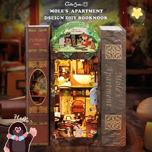 【Mole's Apartment】CUTEBEE DIY Dollhouse Bookshelf Insert Decoration with Animal Party Rave
