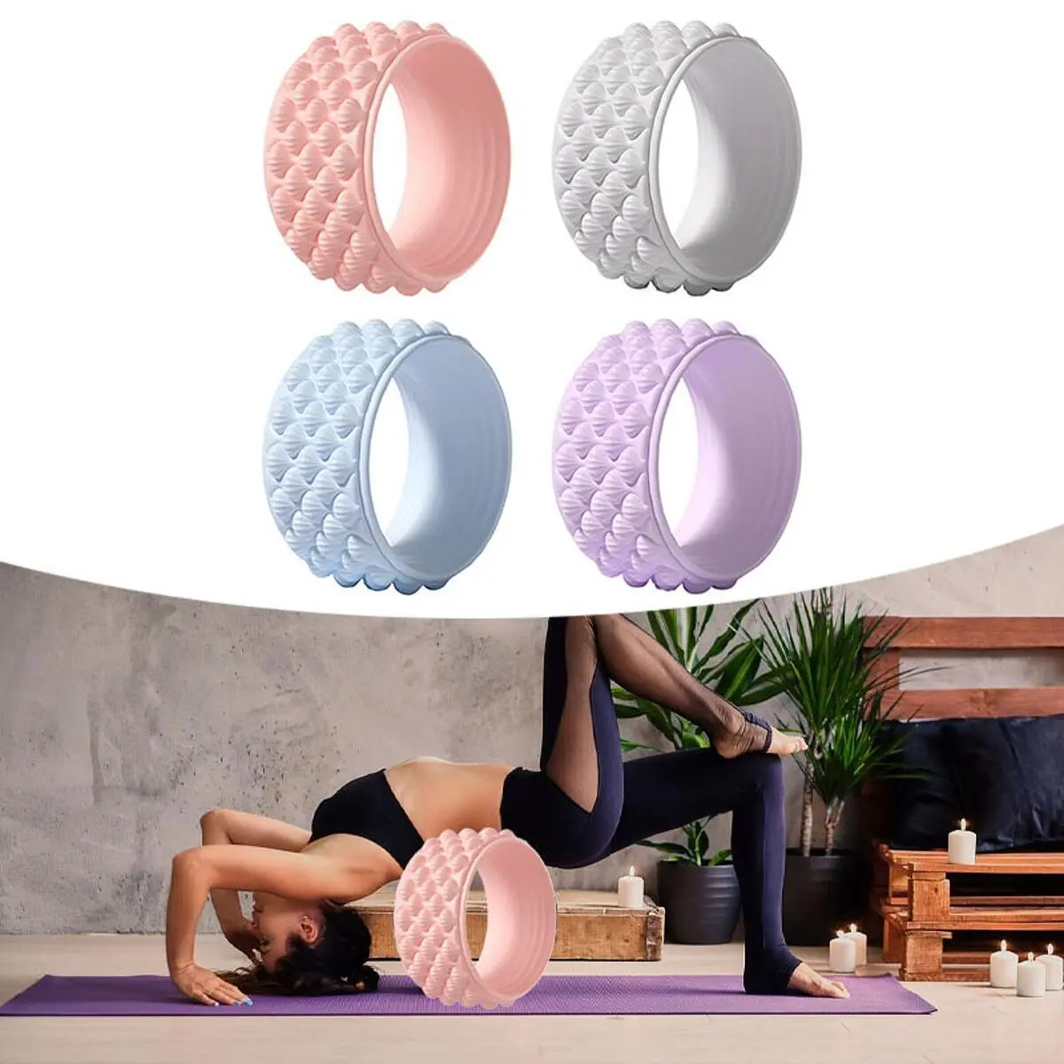 Upgraded Yoga Wheel | Water Lily Design for Backbends, Flexibility & Posture Correction