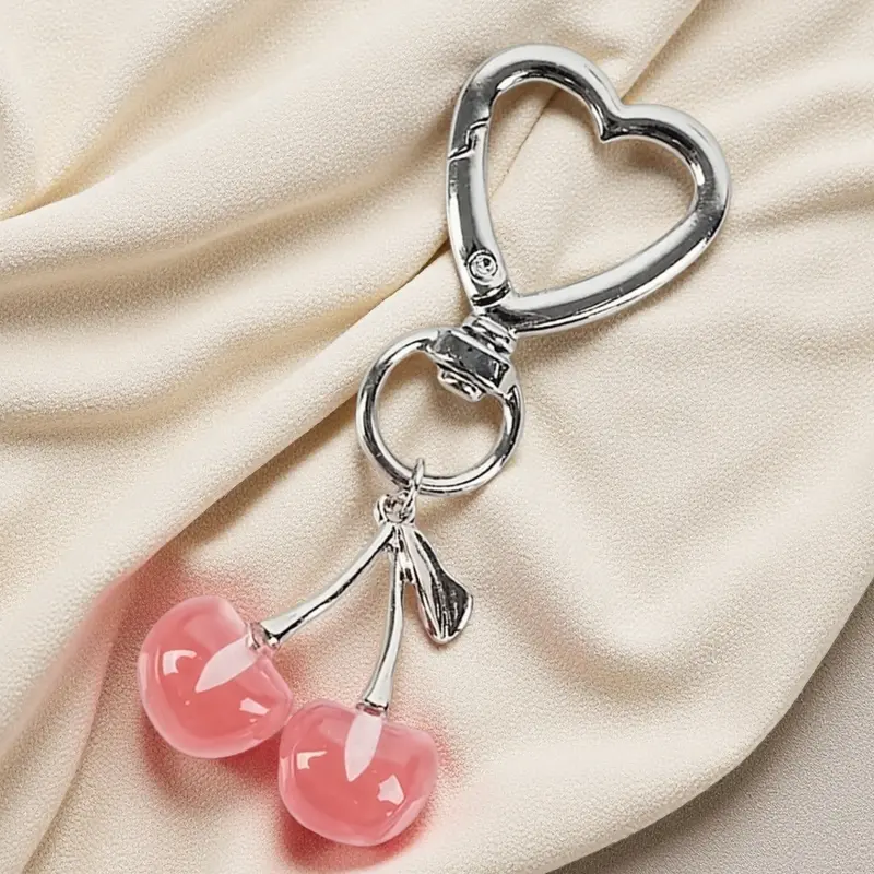 Cherry Keychain, Cute Alloy Charm with Colorful Cherry Design, Perfect Gift for Friends & Family, Women's Fashion Accessory, Fashionable Alloy Keychain, Keychain Kawaii, Keychain For Bags, Cute Keychains