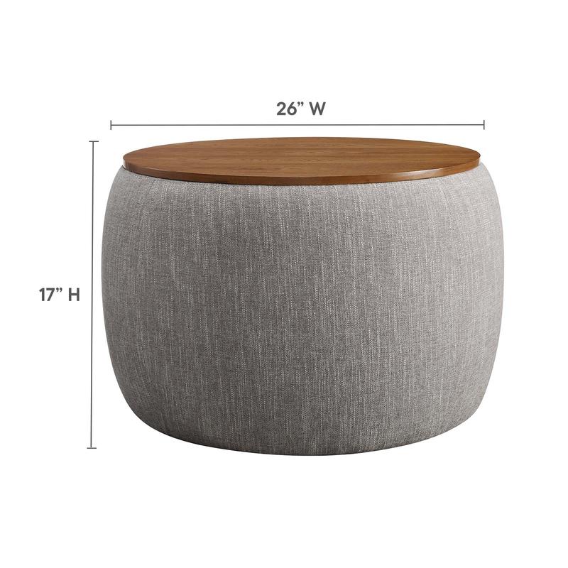 Modway Perla Upholstered Fabric Storage Ottoman in Heathered Weave Wheat