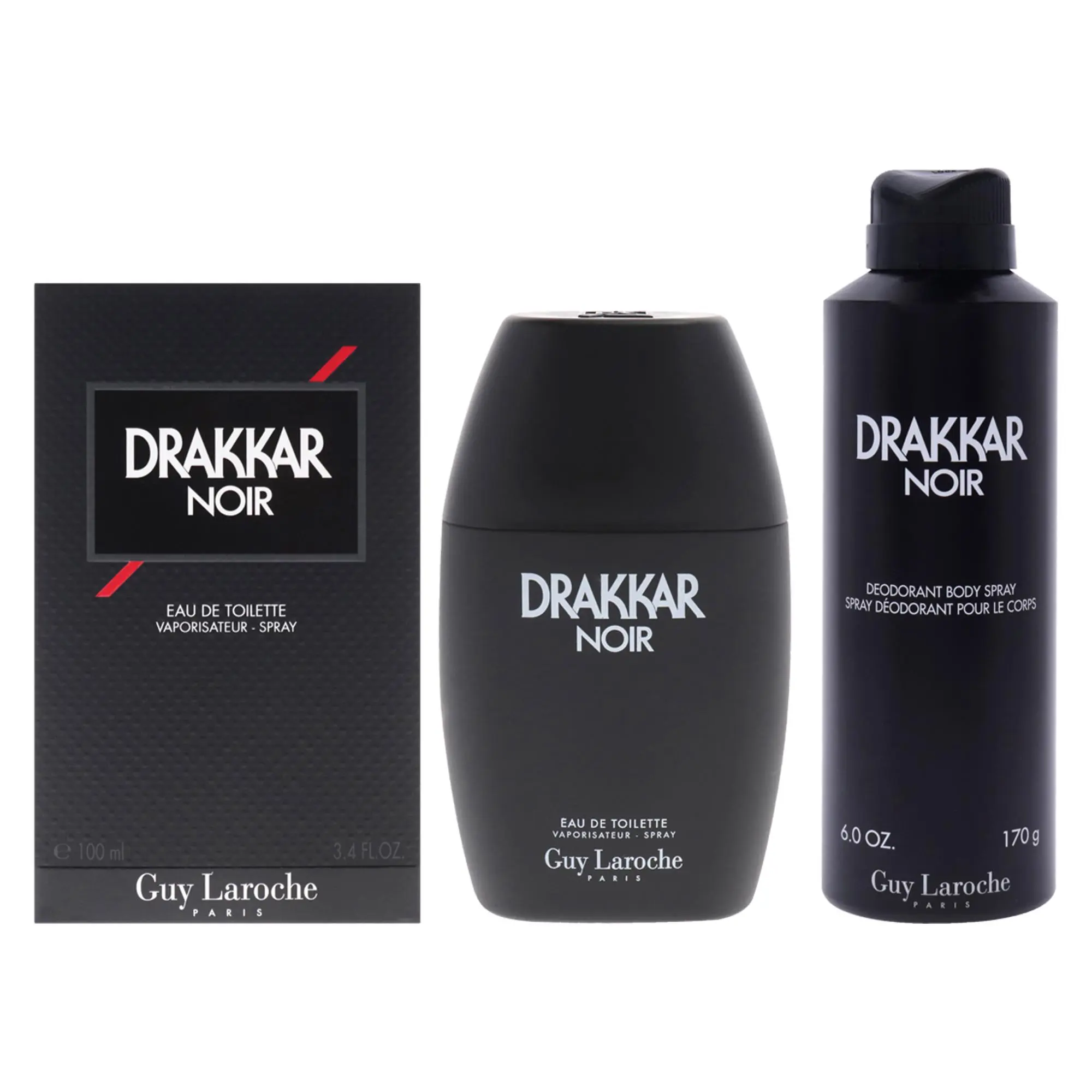 Drakkar Noir Kit by Guy Laroche for Men - 2 Pc Kit 3.4oz EDT Spray, 6oz Body Spray