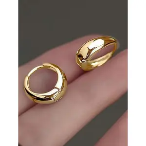 1 Pair French Stainless Steel Hook Hoop Earrings for Women, 18k Plated, Hypoallergenic, Fade Resistant, Simple Elegant Design