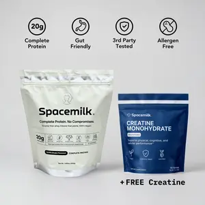 Spacemilk Yeast Protein | 20g Smooth Easy Digest Clean Nutrition | Vegan Complete Protein | Whey Replacement High Digestibility Formula | No Bloating No Artificial Sweeteners | Non GMO Gluten Free | Vanilla Chocolate Pumpkin Spice Unflavored