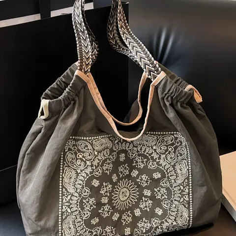 Women's Colorblock Pattern Tote Bag, Beige Bags, Casual Everyday Bag, Casual Large Capacity Shoulder Bag for Daily Use, All-match Ladies Purse Bag for Commuting, Shopping, Travel