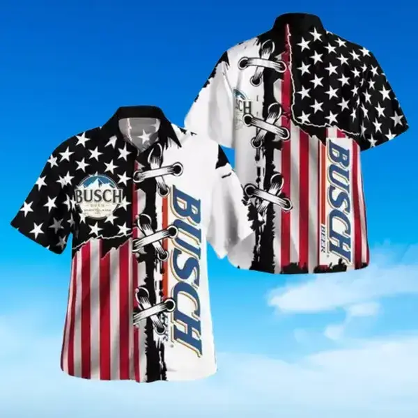 Busch.Light Beer Summer Hawaiian Shirt, Tropical Beer Lovers Hawaiian Shirt Gift, Unisex Polyester Hawaiian Button Down Short Sleeve Shirt, Shirts for Men Women, Gift for Family Friends hawaiian Aloha shirt SNG