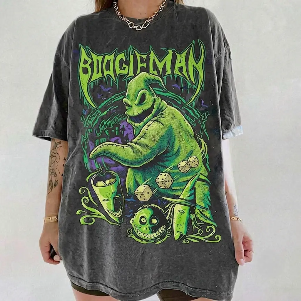 BOOGIEMAN Oogie Boogie Shirt, Comfort Colors Vintage Halloween Tee, Retro Heavy Metal Style Nightmare Before Christmas Oversized T-Shirt