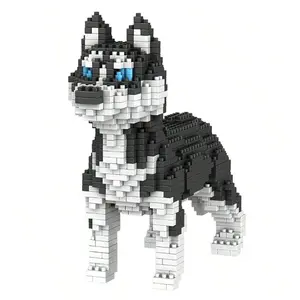 1 Set Building Blocks Set Cartoon Husky Design Building Block Toy, Creative Educational Building Toy, Improve Hands-on Ability Plaything For Kids Boys Gift