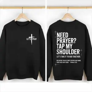 Inspiring Christian Faith Hoodie: Tap My Shoulder, Let's Pray – Comfortable Unisex Sweatshirt with Bible Verse Matthew 18:20, Ideal for Women's Fall Winter Casual Outfits