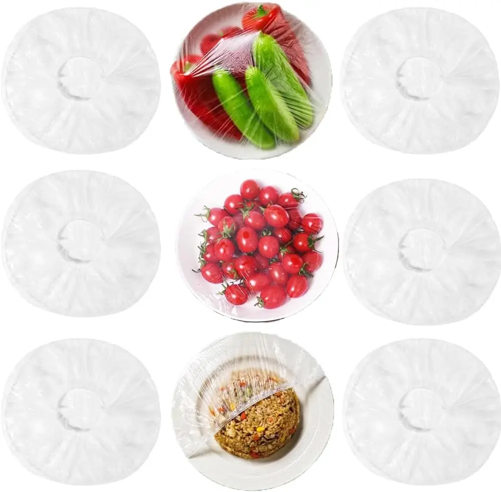 160 count Disposable Bowl Covers -  Cover Stretch Edging, Stretchable Plastic Wrap, Elastic Storage Wraps for Storage Containers, Disposable Fresh Keeping Bag Plastic Cover for Bowl for Family