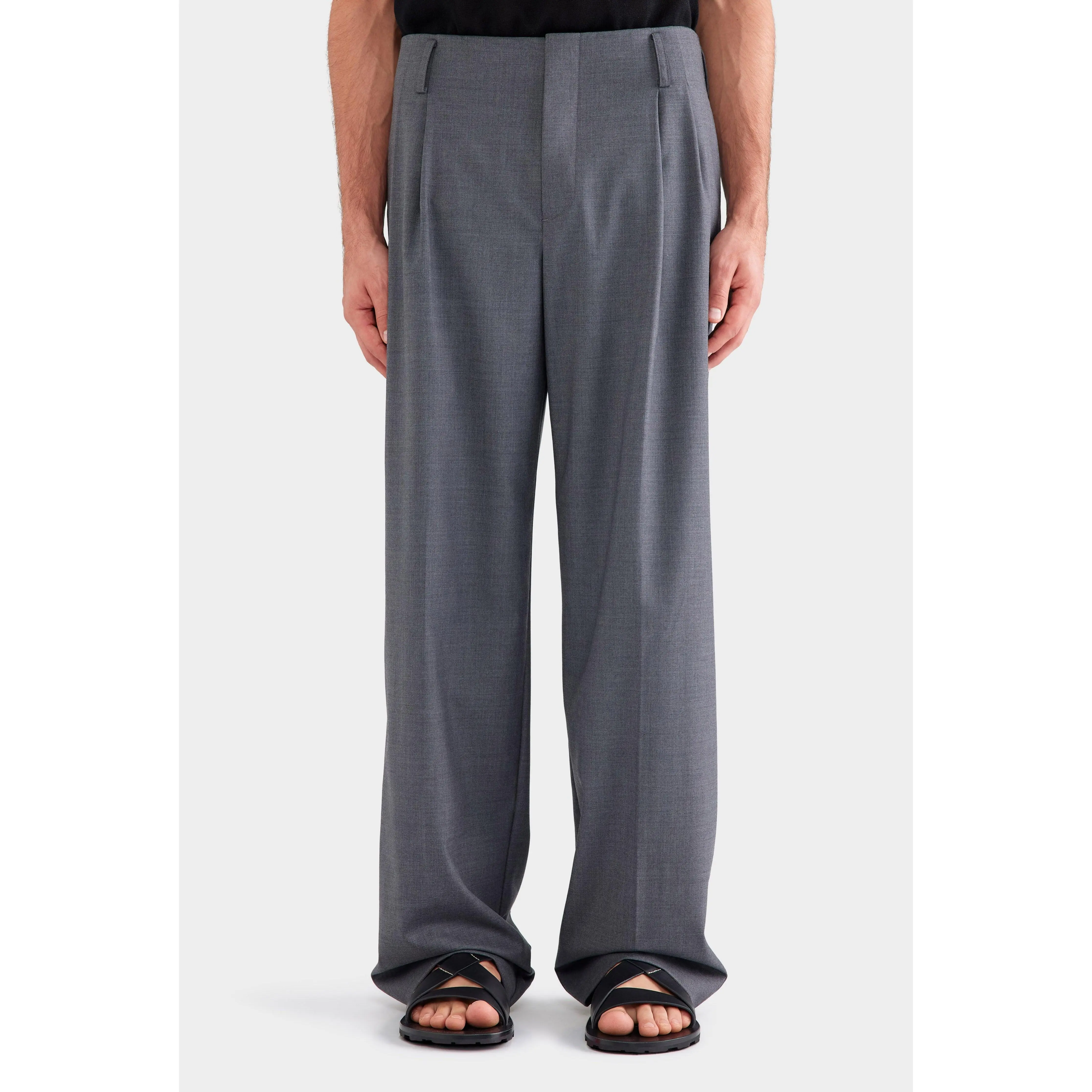 Tailored Wool Suit Trouser - Dark Grey Marl