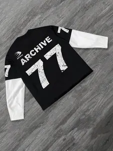 Men's Letter Print Two-Tone Sweatshirt, Regular Fit Casual Fashion Long Sleeve Pullover for Fall & Winter, Men's Clothes for Daily Wear, Athletic Sports Clothing