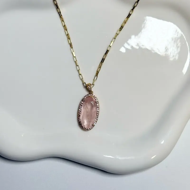 925 Sterling Silver Pink Sapphire Pendant Necklace