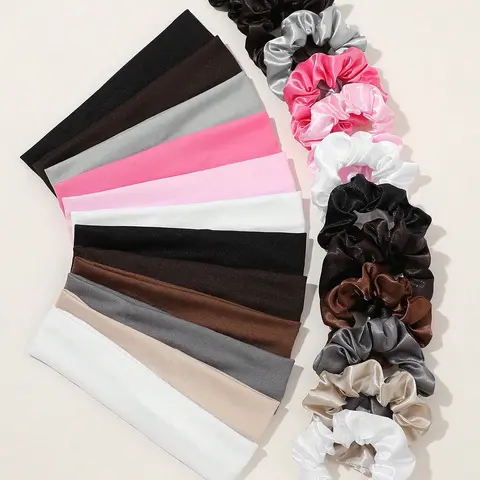 Women's Sports Headbands & Hair Ties Set, Elastic Headbands, Sweat-Absorbing Sporty Accessories for Spring Summer Daily Wear, Stylish Women's Essentials, Headband Accessory