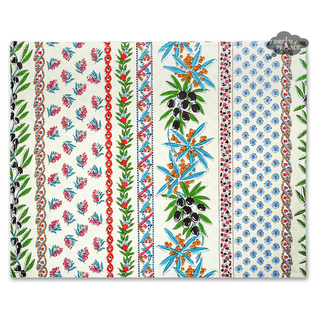 French Provencal placemat - Acrylic coated cotton - Spill-proof - Reversible - Olives cream | Le Cluny