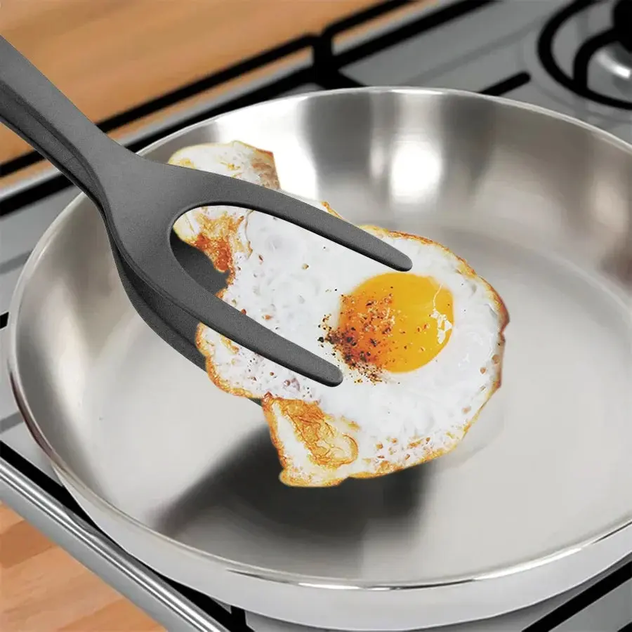 Silicone Grip & Flip Kitchen Spatula Tong - Versatile Cooking Tool for Eggs, Pancakes, Fish & More Steak Utensils