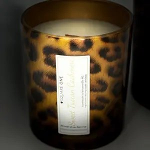 Leopard Container Candle – Custom Scent, Coconut Soy, Wood Wick