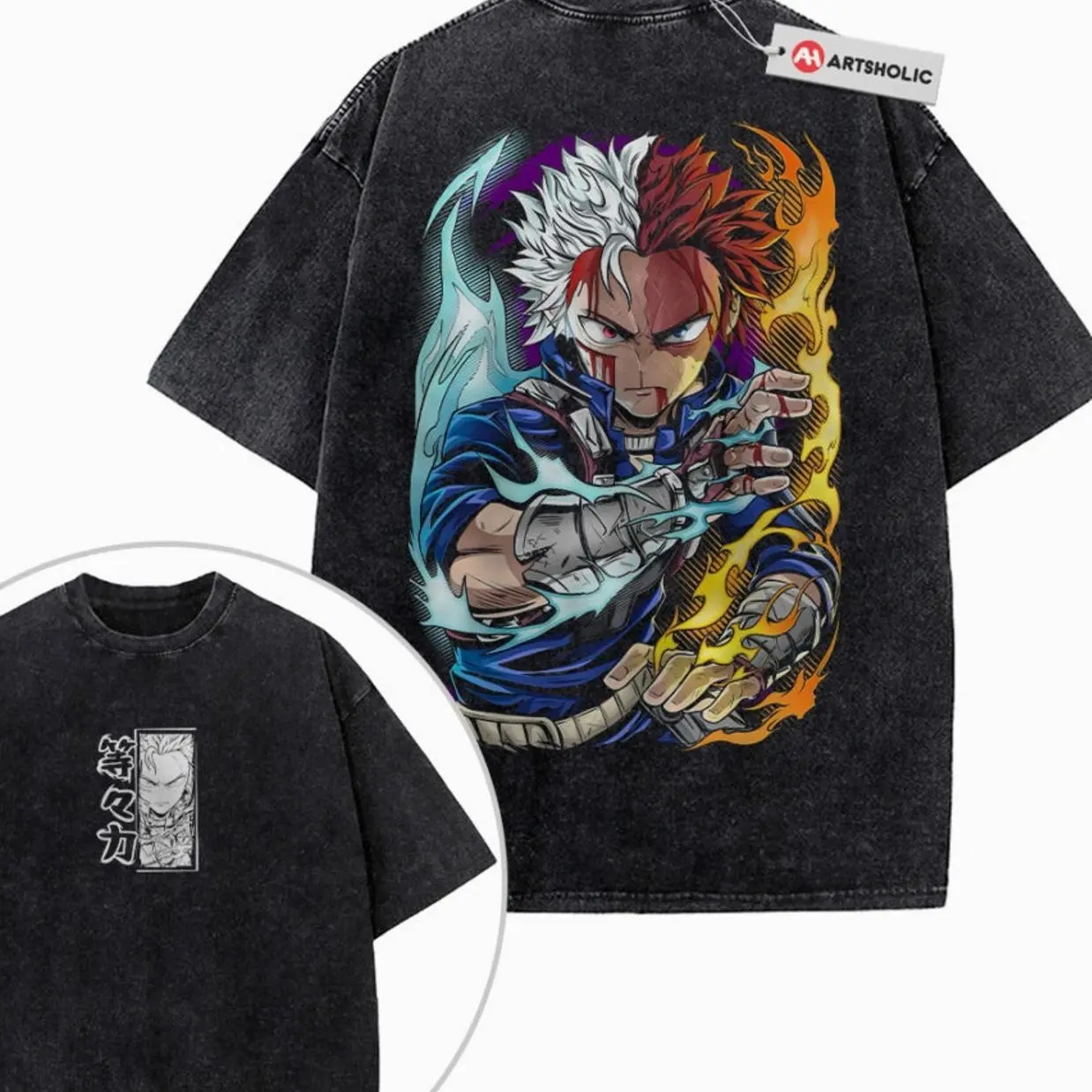 Shoto Todoroki Shirt, MHA Shirt, Anime Shirt, Vintage T-Shirt 2-Sided , Graphic Tee, Unisex Fashion, Full Color, Full Size, For Men, For Women