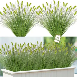 14PCS or 24PCS Artificial Dog Tail Grass Plant UV Resistant Outdoors Decorative Faux Plants Ornamental Wheat Grass Cattails Artificial Flowers Home Decor for Outdoor Garden Multiple Options