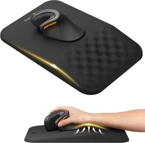 Ergonomic Mouse Pad with Wrist Rest, MP50 Mousepad with Massage Design, Soft Memory Foam and Non-Slip PU Base for Pain Relief, Desk, Home, Office, 12x8 Inches, Black