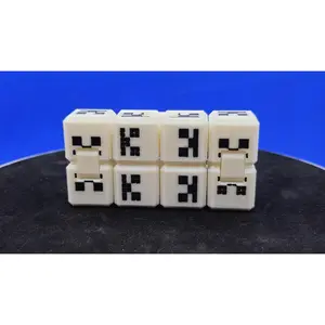 Pixel Skeleton Infinity Cube Fidget Toy - Gray & White PLA, Focus & Anxiety Relief, Approx. 1.5 Inches, Crisp Block Detailing, Crisp Edges, Home Decor Statue Figurine