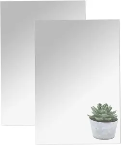 16"x12" Acrylic Mirror Sheet, Flexible Non Glass Body Mirror Tiles Large Self Adhesive Mirror Stickers for Bathroom Bedroom Home Wall Decor (2pcs)