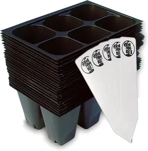 Seed Starter Trays, 144 Cells (24 Trays - 6 Cells per Tray) + Plant Stakes The Hydroponic City