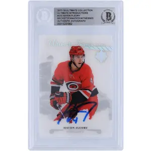 Haydn Fleury Carolina Hurricanes Autographed 2017-18 Upper Deck Ultimate Collection Ultimate Introductions #UI-3 Beckett Fanatics Witnessed Authenticated Rookie Card - Fanatics Authentic Certified