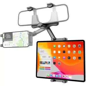 Tablet Holder for  Rear View Mirror, Retractable Rearview Mirror Phone Mount, 360?Rotatable GPS Holder Stand Compatible with iPad Pro 12.9 Air Mini,  Galaxy Z, 4-12.9" Devices