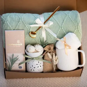 Spa Gifts for Women Gift Box for Women with Blanket & Socks Hygge Gift Box Self Care Package Special Gift Basket Cozy Winter Gift Box R6DTG