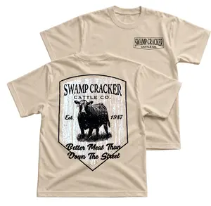 Swamp Cracker Better Meat Cattle T-Shirt, Ranch Graphic Tee With Bull Back Print, Front Chest Swamp Cracker Cattle Co Logo Shirt, Southern Farm Workwear Outfit, Country Livestock Apparel Gift for Men and Women