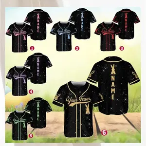 Custom Easter Baseball Jersey, Bunny Baseball Shirt, Custom Name Jersey, Glitter Bunny Shirt (Printed Glitter, Not Glitter