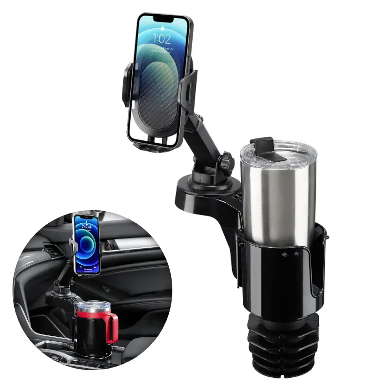 Joytutus Car Cup Holder with 360° Rotation & Adjustable Arm for iPhone & Samsung Smartphones Up to 7" Sturdy Rubber Pad Base for Bottles 18-40 oz