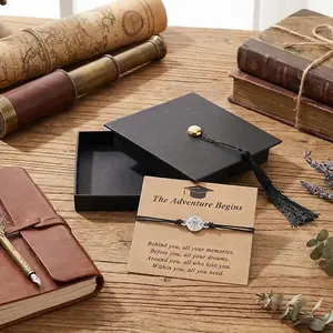 2026 Compass Graduation Bracelet , Adjustable Graduation Gifts with Graduations Cap Gift Box and Inspirational Quote Card for Primary/Middle School/High School/College Grads