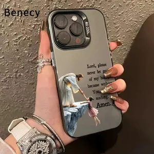 Phone Case for iPhone 15 16 14 Pro Max 13 12 11 XR XS Plus E Divine Hand - Hold Pattern Matte Shockproof Anti-Scratch Stylish Smartphone Cover Cellphone Protective