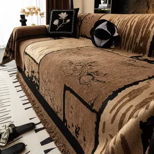 Modern Minimalist Nordic Style Chenille Sofa Cover, Sofa Slipcover, Anti-Slip Sofa Blanket, All-Season Furniture Protector for Bedroom and Living Room