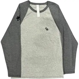 Chrome Hearts Henley Baseball 3 Cross Patch Longsleeve T-Shirt Grey