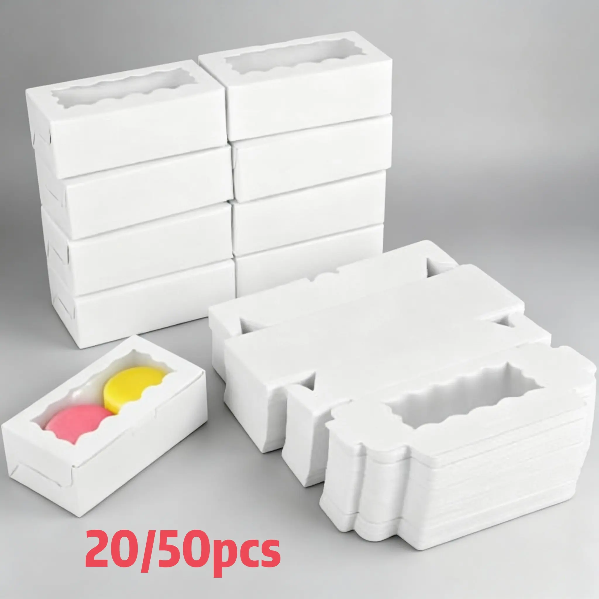 20/50pcs small baking dessert box | Mini kraft paper biscuit box with window and lock, suitable for Mother's Day, wedding and bride shower, Cupcake Boxes, Individual Cupcake Containers, Home Baking Supplies