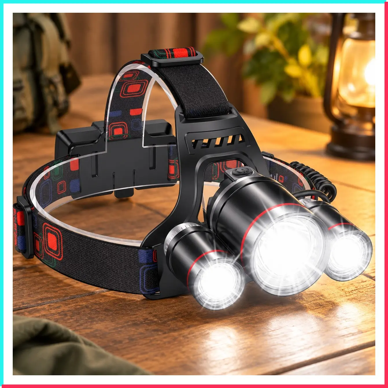 LED Headlamp Rechargeable, Ultra Bright Headlight with 3 Lights