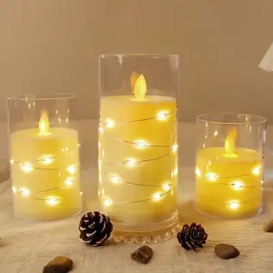 3pcs Flickering Flameless LED Candles, Battery Operated, Includes Star Light, Remote Control, Timer, Modern Mood Lighting, Ambient Night Lights, Home Office Party Decorations