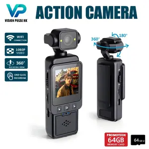 WiFi Body Mounted Camera, Body Worn Camera, Mini Body Cam, 1080P Action Camera, Portable Vlogging Camera, Night Vision Camera, Recording Camera, Video Stabilization, 360° Rotatable Lens, Sports Camera with 32GB/64GB TF Card