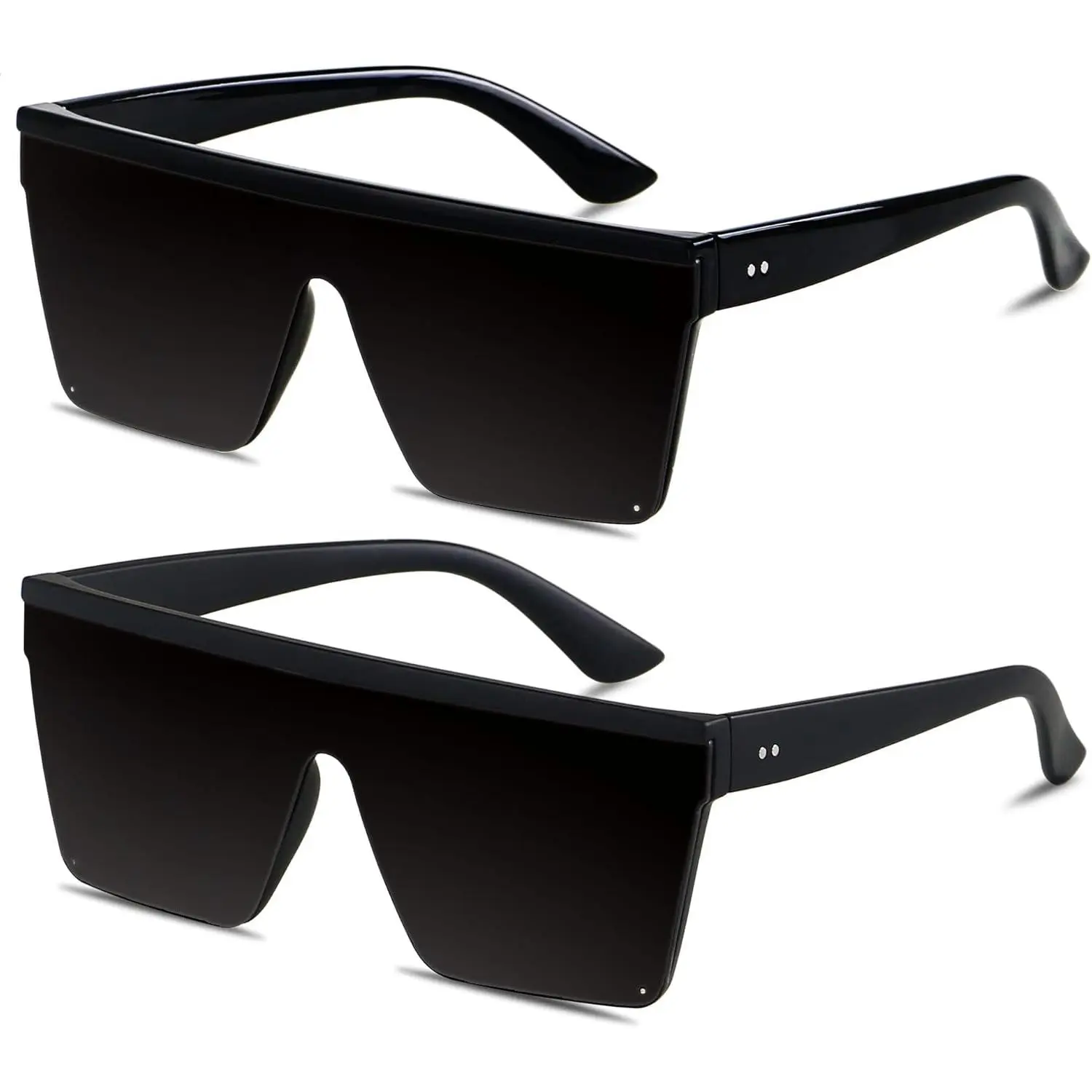 Stylish Oversized Trendy Sunglasses for Women, Large Size Square Flat-Top Rimless Smart Shield Shades with UV Protection