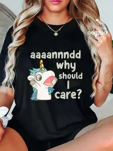 100% Cotton Unisex Annnd Why Should I Care Unicorse Blue Heeler T-Shirt Casual Top