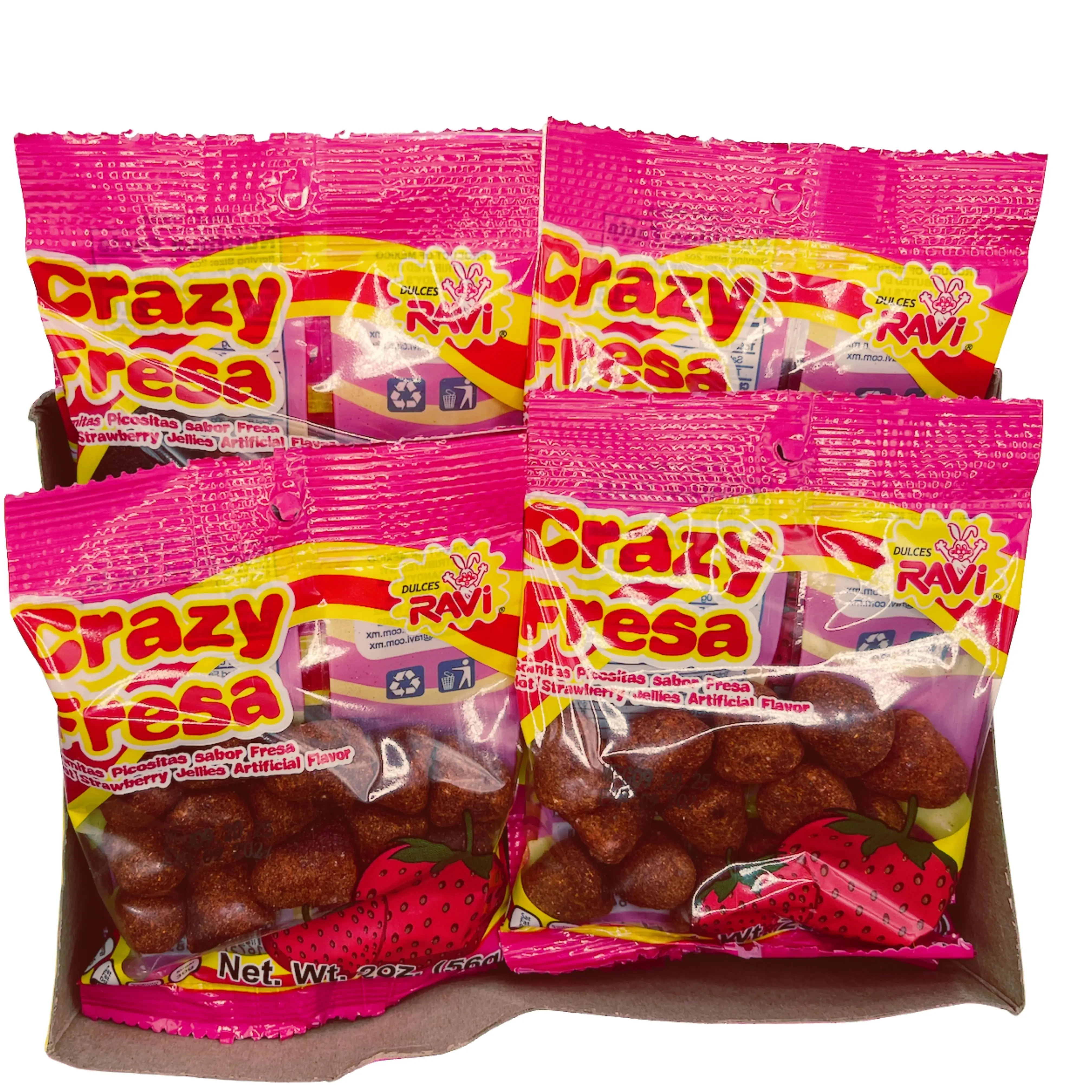 Crazy Fresa Hot Strawberry Jelly Candy 12 Pack Mexican Candy