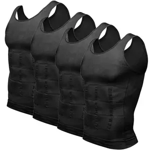 4/1 Pack Men Body Shaper Round Neck Compression Vest Men Shaping Body Undershirt  Men Sleeveless Running Workout Fitness Gym Tank Tops Menswear Shirts Underwear For All Seasons