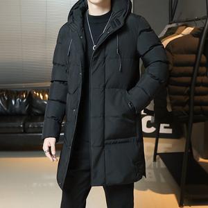 Men's Casual Mid-Length Hooded Jacket - Available in Multiple Colors, Warm, Versatile, Trendy Coat for Winter Outdoor Activities Menswear Tops Long Sleeve Wetsuit
